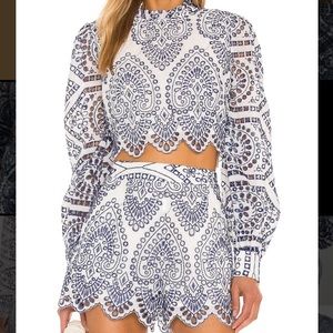 NWT MinkPink XS Navy and White Cotton Coord Set